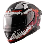 APEX MARVEL VENOM DULL BLACK RED FULL FACE HELMET WITH EXTRA BLUE VISORFOR MAN AND WOMAN