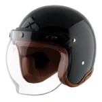 AXOR RETRO JET SOLID GLOSY BLACK HELMET FOR MAN AND WOMEN