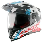 AXOR X-CROSS X1 DUAL-VISOR WHITE RED BLUE HELMET FOR MAN AND WOMAN