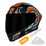 STEELBIRD SBA-20 ISS BUMBLE GLOSSY BLACK WITH ORANGE