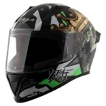 VEGA BOLT CROWN DULL BLACK NEON GREEN HELMET