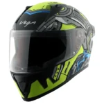 VEGA BOLT SUPERHERO DULL BLACK NEON YELLOW HELMET