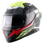 APEX DYNAMO DULL BLACK NEON YELLOW FULL FACE HELMET FOR MAN AND WOMAN