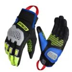 RYNOX GRAVEL DUALSPORT GLOVES HI-VIZ GREEN BLUE