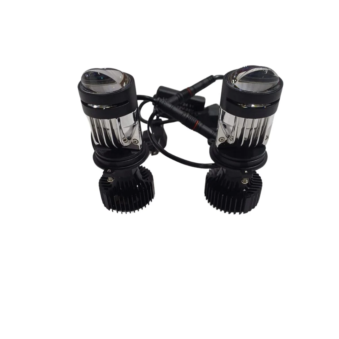 HJG Projector Lens H4 LED Bulb 60W HJG Y6 Projector Light Lamp H4 LED Mini Projector Lens with Fan for Bike Bulb 5500LM Conversion Kit Hi/Lo Beam Headlight 12V/24V for Motorcycle, Set of 1, White - Image 2