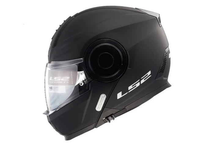 LS2 Scope II Solid Matt Black modular motorcycle helmet front view