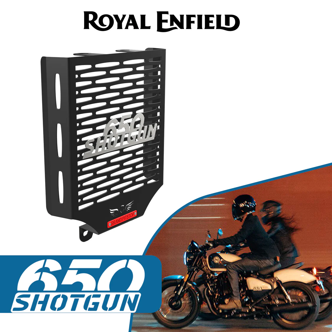 Grand Pitstop Radiator Grill for Royal Enfield Shotgun- Black