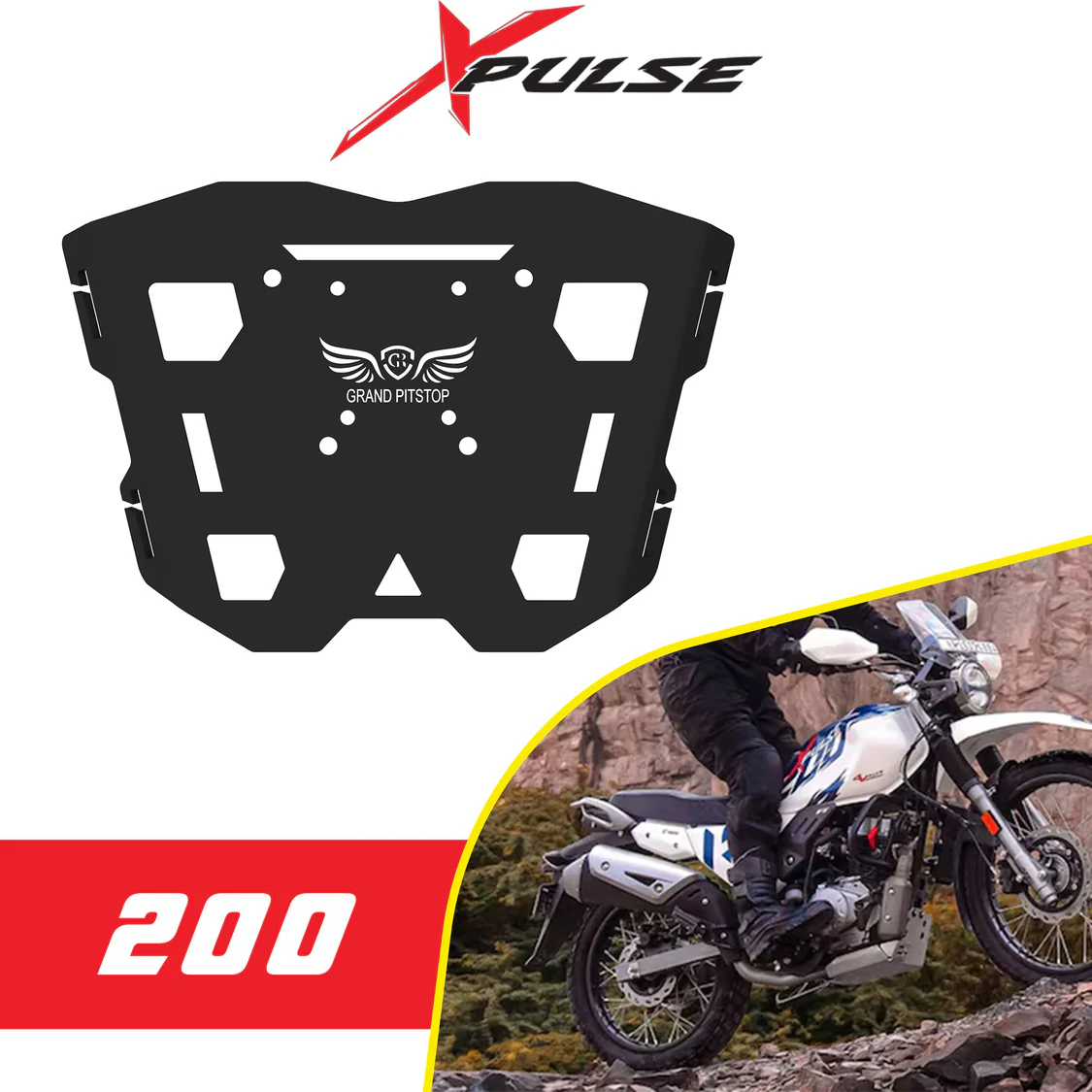 GRAND PITSTOP Top Rack Plate for Hero Xpulse 200/400 - Black