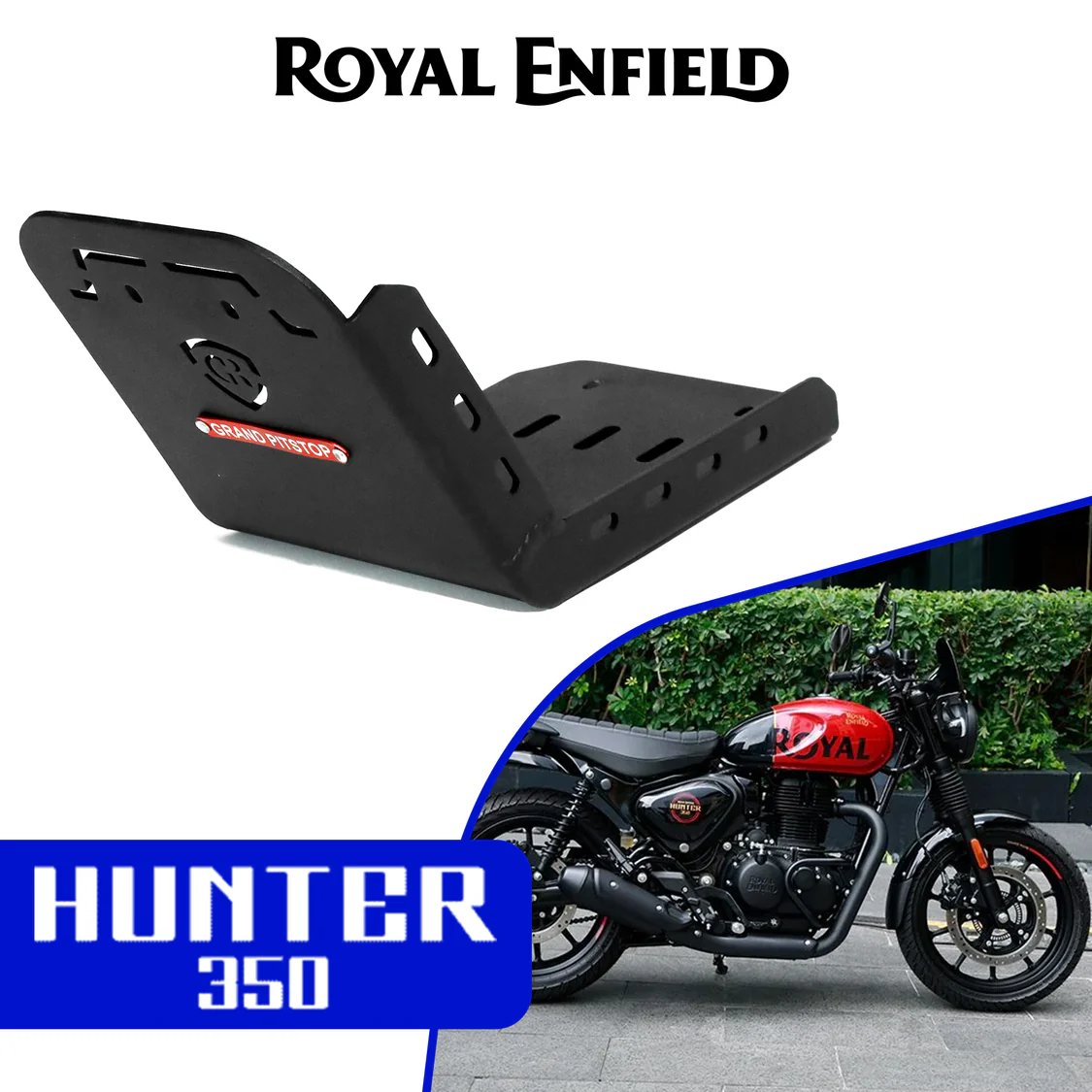 Grand Pitstop Aluminium Sumpguard for Royal Enfield Hunter - Black