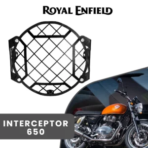 GRAND PITSTOP Headlight Grill X Design for Royal Enfield Interceptor - Black