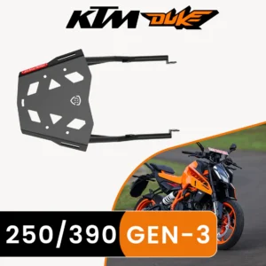 GRAND PITSTOP Extended Top Rack with Plate for KTM DUKE 390/250 Gen 3 - Black