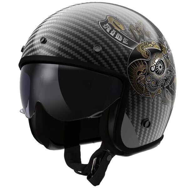 LS2 OF601 Bob II C Custom Open Face Motorcycle Helmet carbon