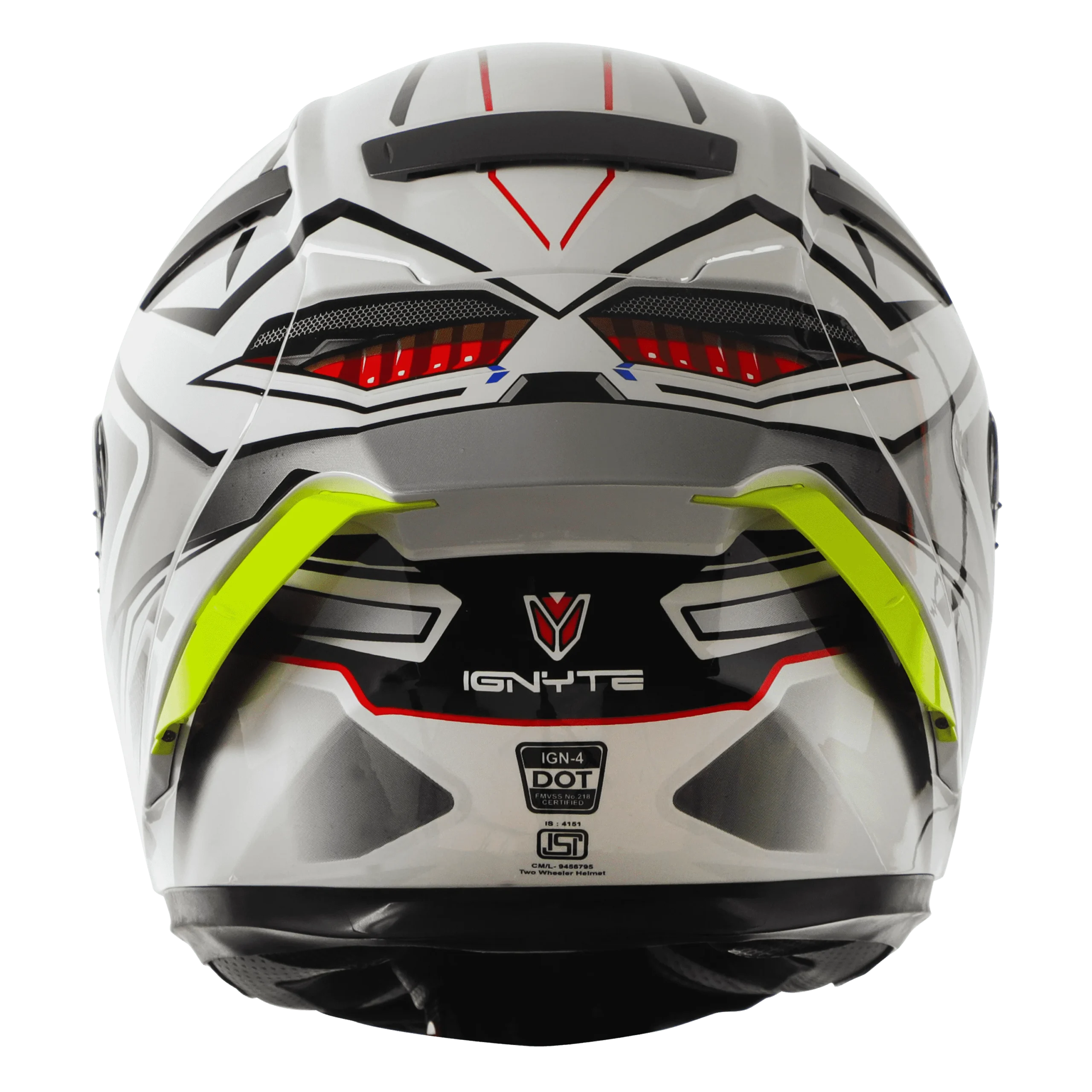 Ignyte IGN-4 RACER GLOSSY BLACK WITH WHITE Helmet - Image 2