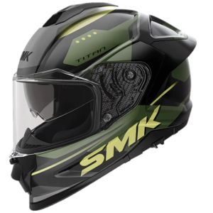 SMK TITAN SPORTER GL248 GREY MILETARY GREEN FULL FACE HELMET