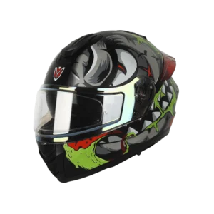 IGNYTE IGN-8 Pumpkin Matte Grey Helmet with Red Spoiler DOT ISI Certified