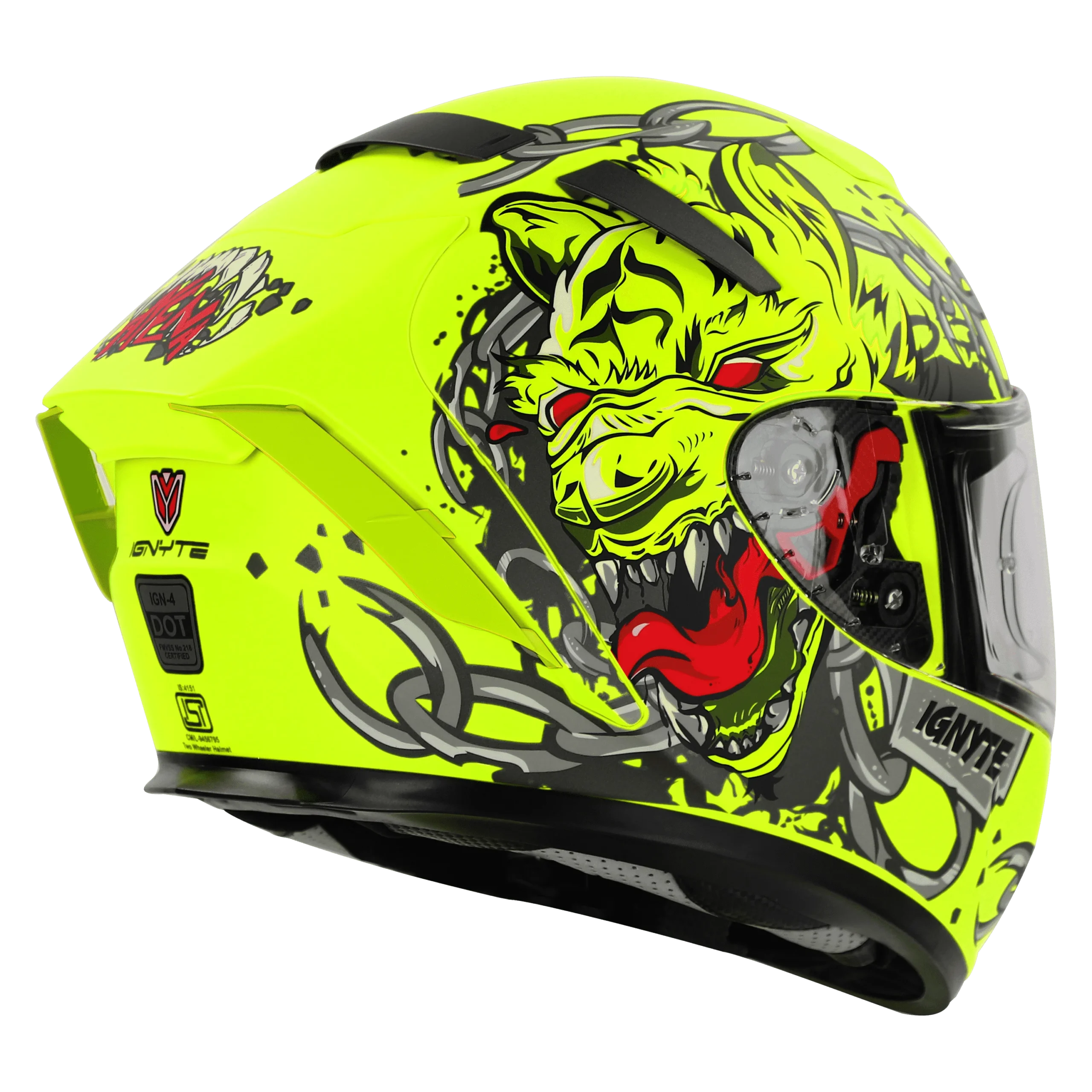 IGNYTE IGN-4 HYENA GLOSSY FLUO NEON HELMET - Image 3