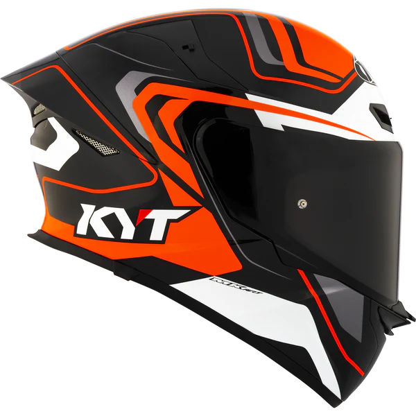KYT TT Revo Overtech Black Orange Gloss Helmet - Image 2
