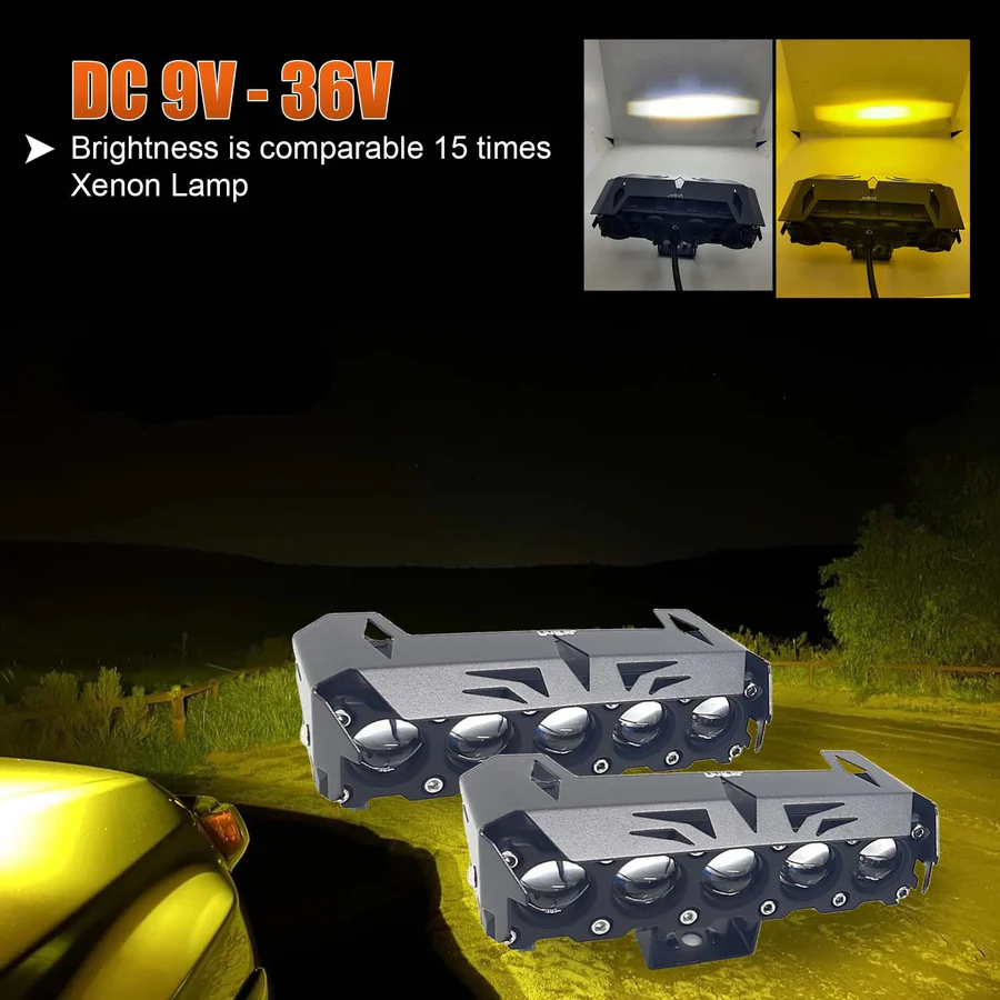 LIU HJG 180W(Pair) Mega Drive 5 Lens Dual Colour Yellow/White Led Fog Light - Image 5