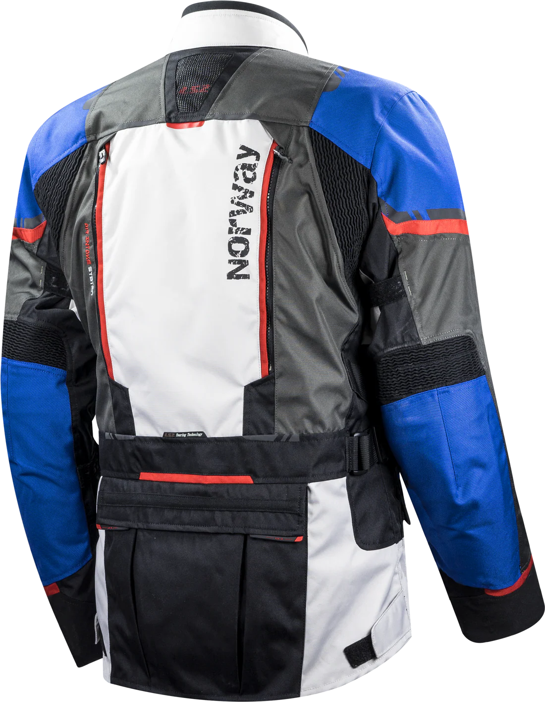 LS2 Norway Man Jacket Blue Black Grey Red with CE Level 2 protectors and touring features