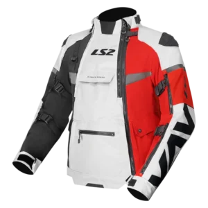 LS2 X-Master Adventure Riding Jacket Black Grey Red with CE protection and waterproof layers