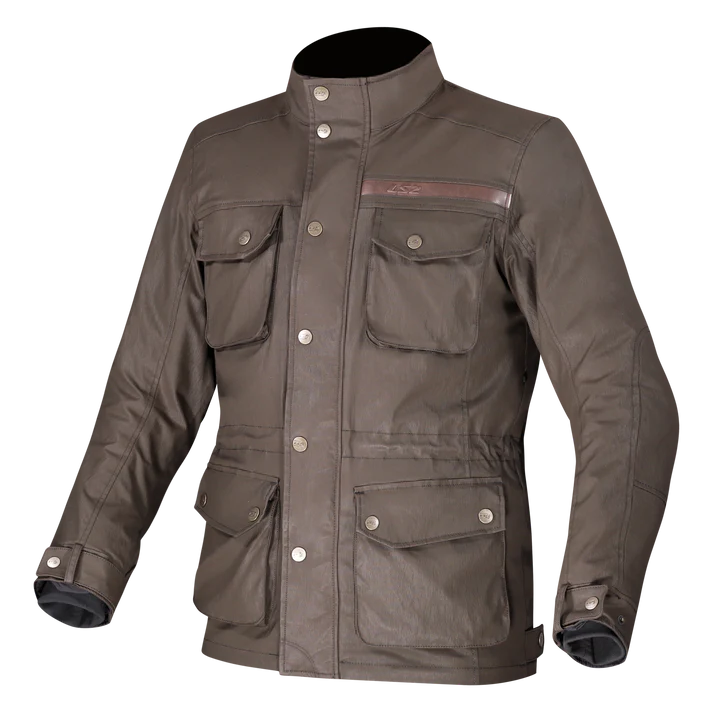LS2 Liberty Man Jacket Brown waterproof touring motorcycle jacket with CE Level 2 armor