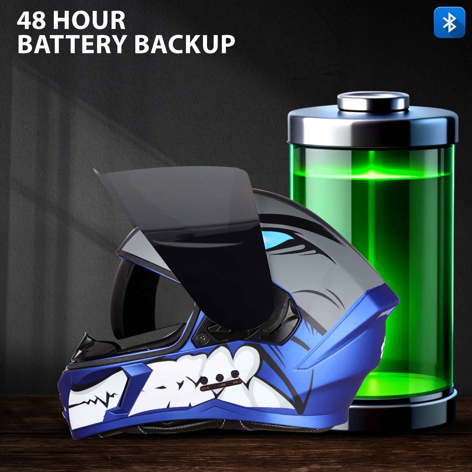 SBA-21 ISS BT BORN READY GLOSSY BLACK WITH BLUE - Image 2