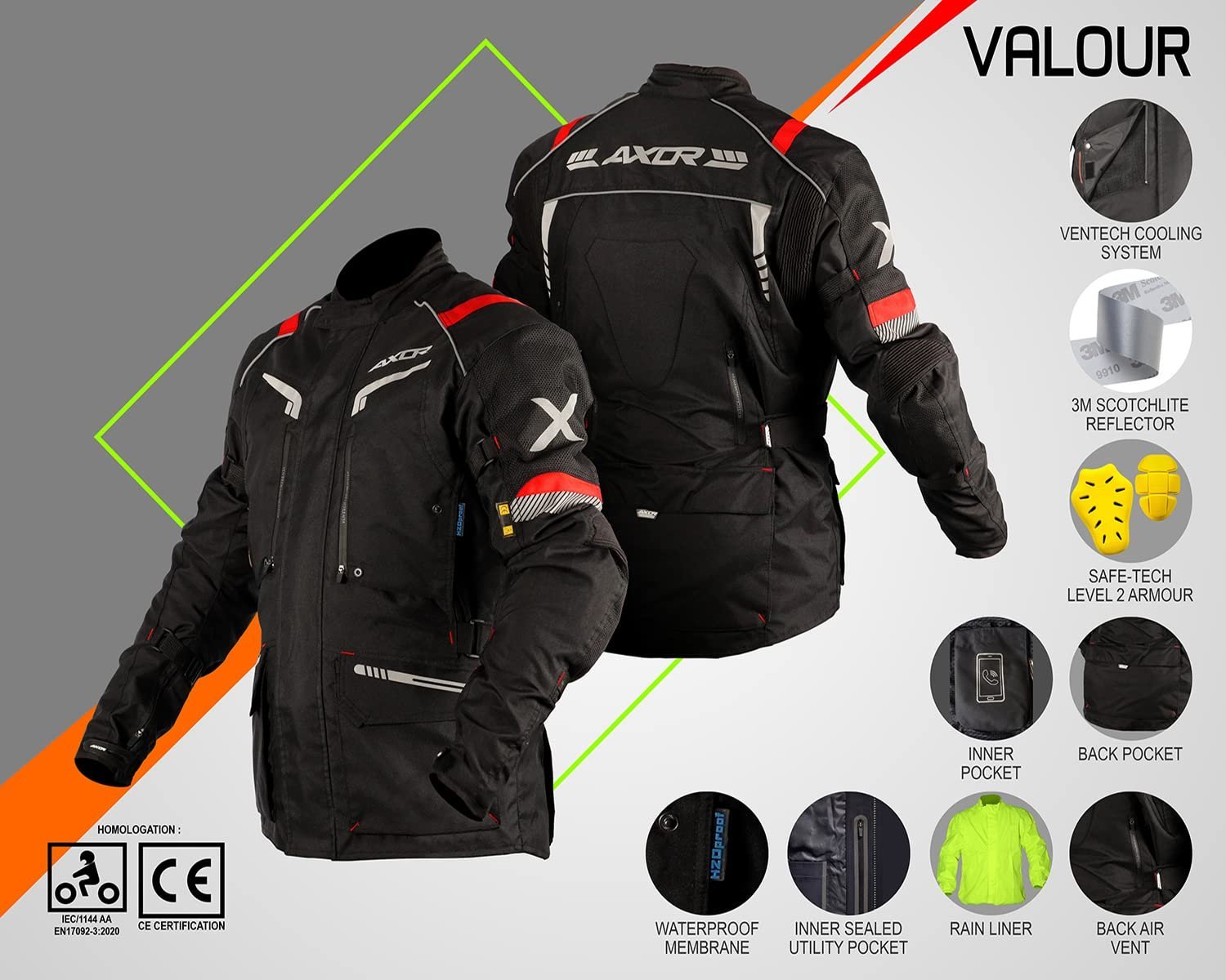 AXOR VALOUR BLACK RED JACKET - Image 5