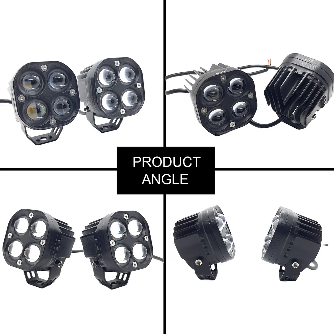 HJG 80W Yellow-White Super Bright LED fog light for Bike/Car and SUV, 4 LED DRIVING LAMP with low/high beam (Pack of 2Pcs With Clamp) - Image 7