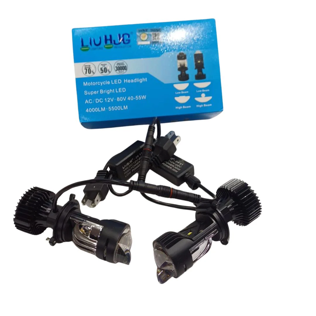 HJG Projector Lens H4 LED Bulb 60W HJG Y6 Projector Light Lamp H4 LED Mini Projector Lens with Fan for Bike Bulb 5500LM Conversion Kit Hi/Lo Beam Headlight 12V/24V for Motorcycle, Set of 1, White - Image 4