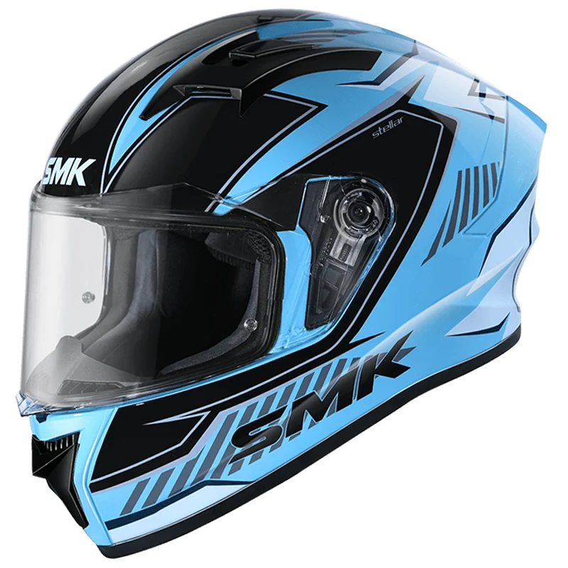 SMK STELLAR-ADOX GL512-GLOSSY BLACK-N-BLUE FULL FACE HELMET