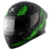 APEX HUNTER DULL BLACK NEON GREEN FULL FACE HELMET FOR MAN AND WOMAN