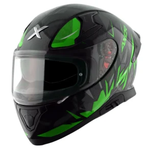 APEX HUNTER BLACK NEON GREEN FULL FACE HELMET FOR MAN AND WOMAN