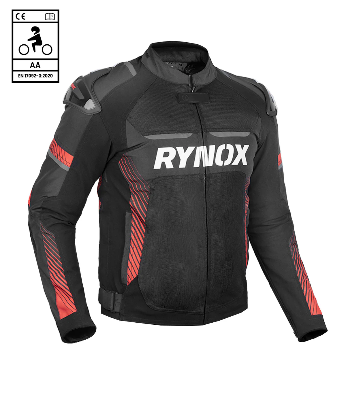 RYNOX APEX EVO JACKET - CE CERTIFIED CLASS AA -Black Red