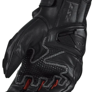 LS2 Spark II Leather Motorcycle Gloves Black Red with Carbon Knuckle Protection