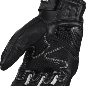LS2 Spark II leather motorcycle gloves black white with carbon knuckle protection