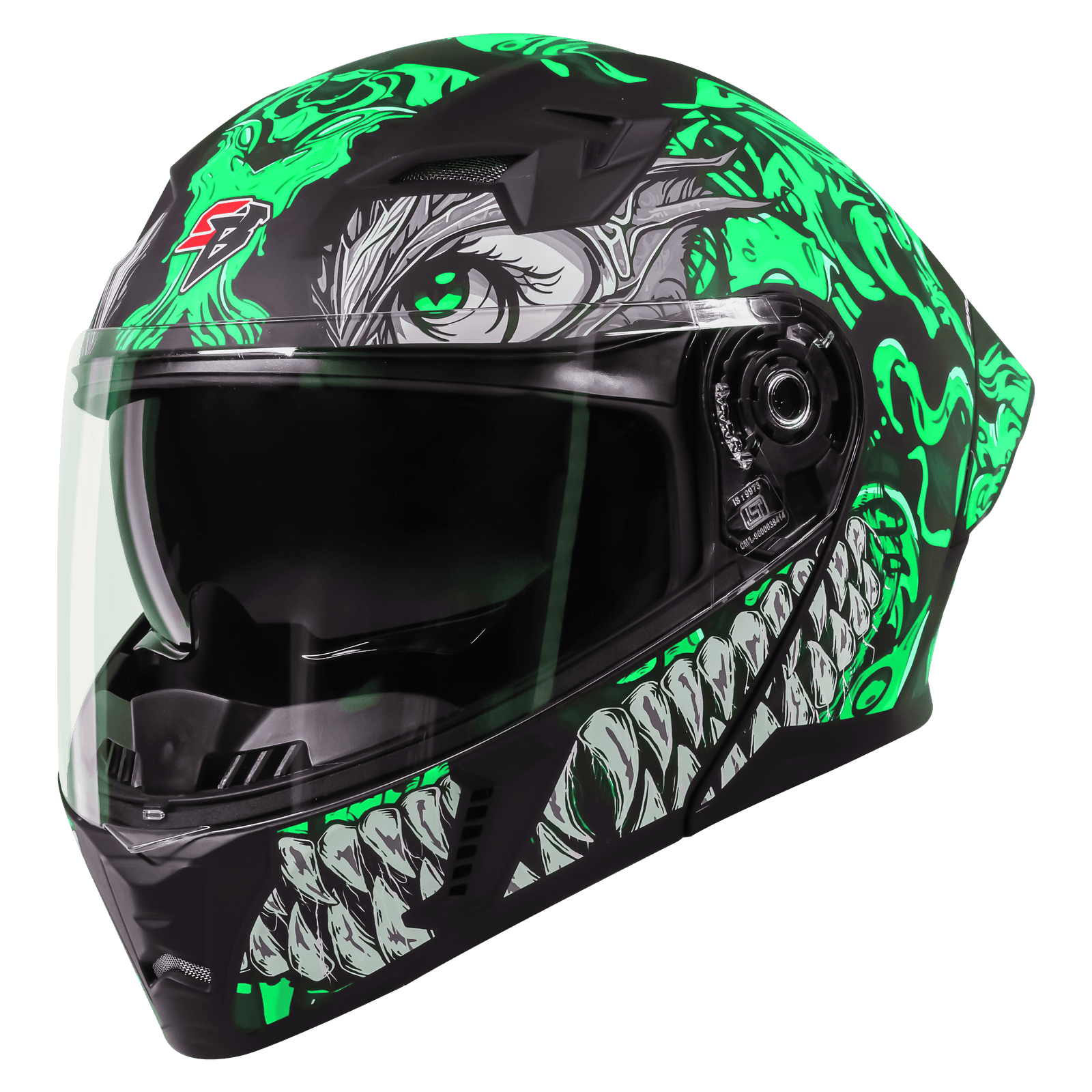STEELBIRD SBA-20 ISS DRACO GLOSSY BLACK WITH GREEN - Image 3