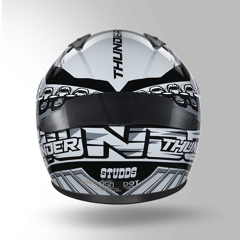 STUDDS THUNDER D5 DECOR WITH SPOILER BLACK GREY N4 - Image 5