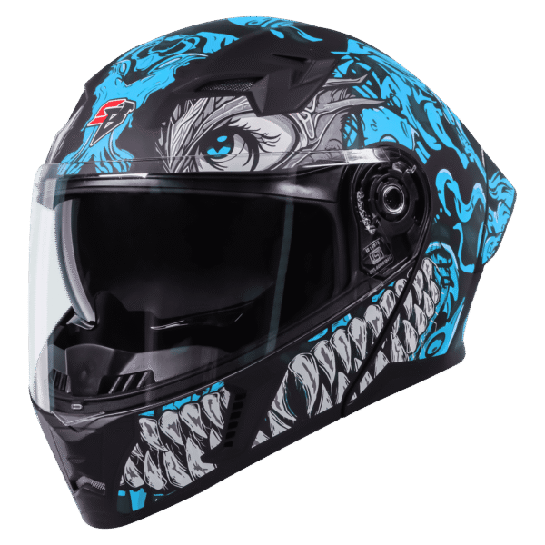 STEELBIRD SBA-20 ISS DRACO GLOSSY BLACK WITH JAZZ BLUE - Helmet Racing
