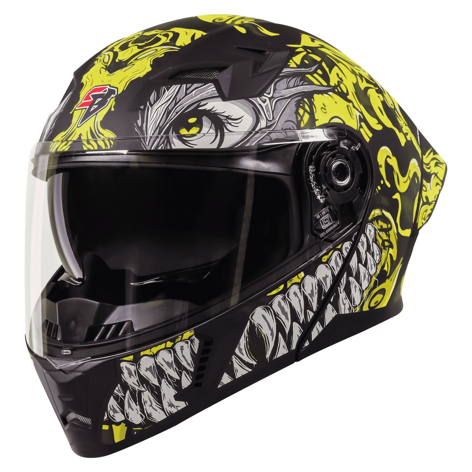 STEELBIRD SBA-20 ISS DRACO GLOSSY BLACK WITH NEON - Image 3