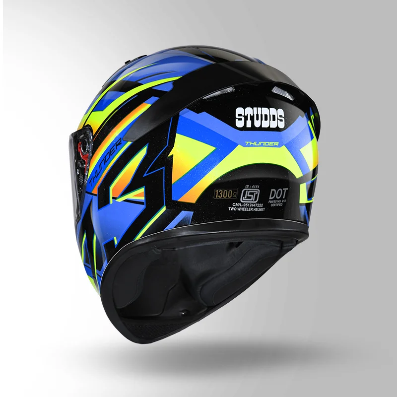 STUDDS THUNDER D6 DECOR WITH SPOILER BLACK ORANGE N1 - Image 6