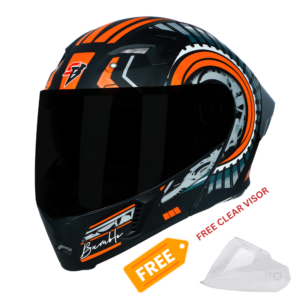 STEELBIRD SBA-20 ISS BUMBLE GLOSSY BLACK WITH ORANGE