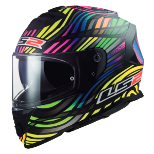 LS2 HELMET FF800 STORM POWER MATT BLACK RAINBOW