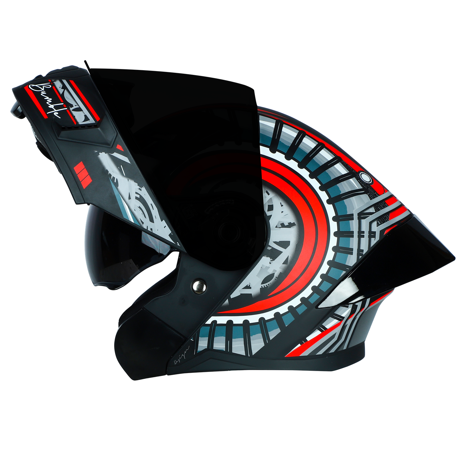 STEELBIRD SBA-20 ISS BUMBLE GLOSSY BLACK WITH RED - Image 3