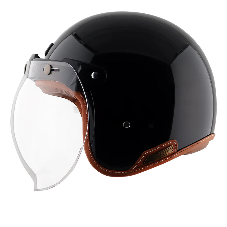 AXOR RETRO JET SOLID GLOSY BLACK HELMET FOR MAN AND WOMEN - Image 8