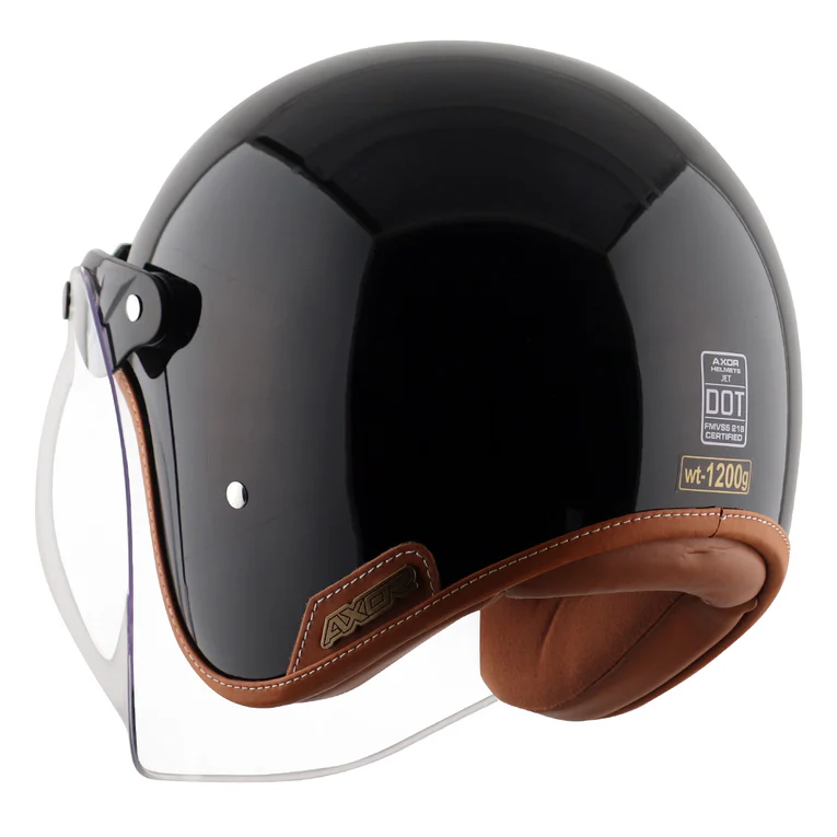 AXOR RETRO JET SOLID GLOSY BLACK HELMET FOR MAN AND WOMEN - Image 7