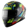 APEX VIVID BLACK NEON YELLOW FULL FACE HELMET FOR MAN AND WOMAN