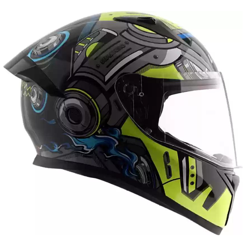 VEGA BOLT SUPERHERO BLACK NEON YELLOW HELMET - Image 4