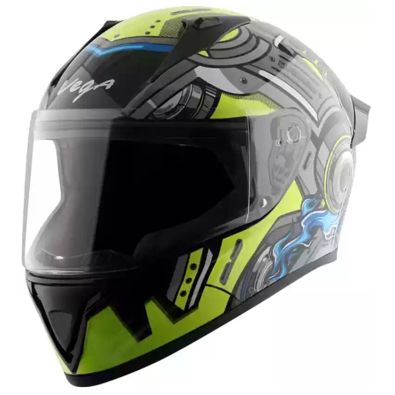 VEGA BOLT SUPERHERO BLACK NEON YELLOW HELMET