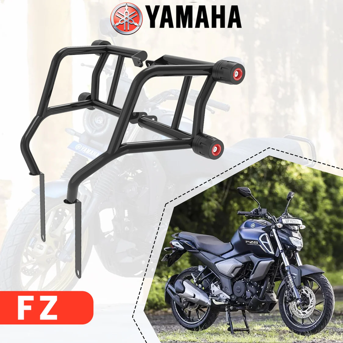 GRANDPITSTOP CRASH GUARD (PAIR) for Yamaha FZ - Black
