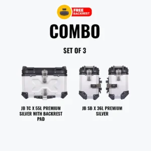 Jb Racing Set Of 3 Combo OF JB TC X 55L Premium Silver With Backrest Pad + JB SB X36L Premium Silver